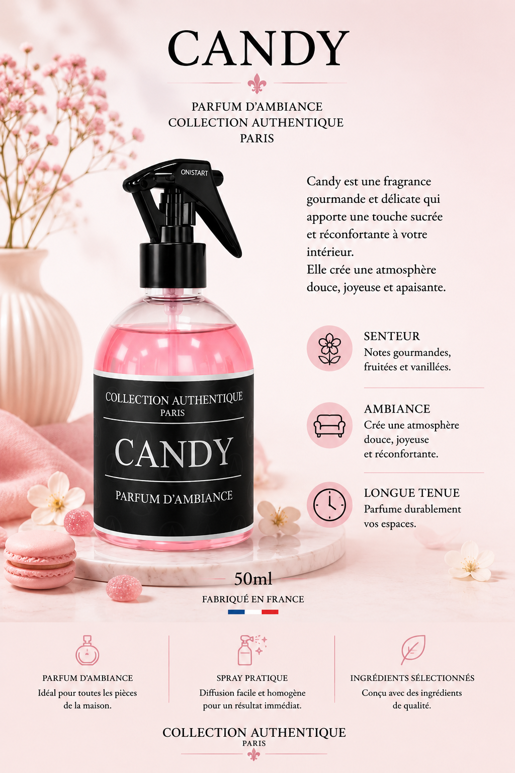 Spray Textile Candy – Parfum Sucré et Gourmand