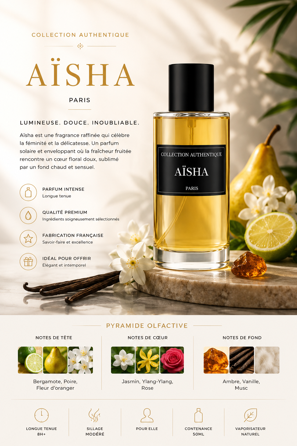 AÏSHA Paris — Parfum Femme | Collection Authentique